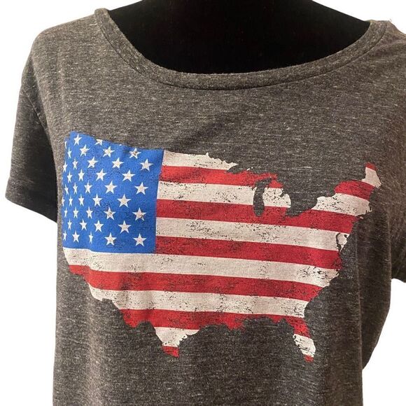 State Of Mine Gray America US Flag Patriotic Short Sleeve T-Shirt Size M - Picture 2 of 12